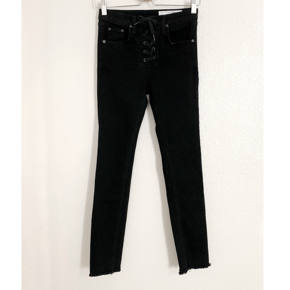 Rag & Bone Lace-Up Black Skinny Jeans